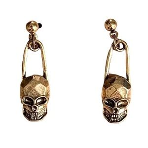 Gold Tone Skull Earrings